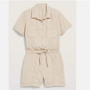 Old Navy Waist-Defined Short-Sleeve Specially-Dyed Utility Romper in siz…